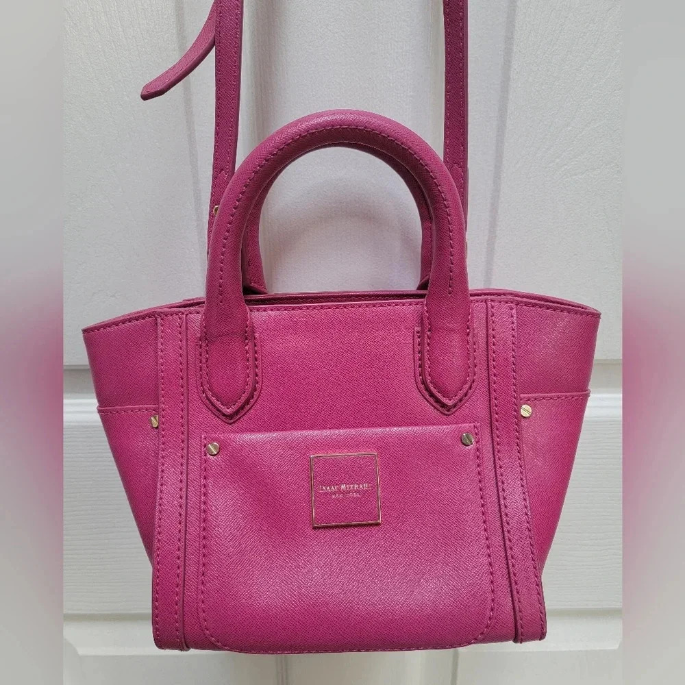 Isaac Mizrahi Fuchsia Pink Structured Crossbody Tote